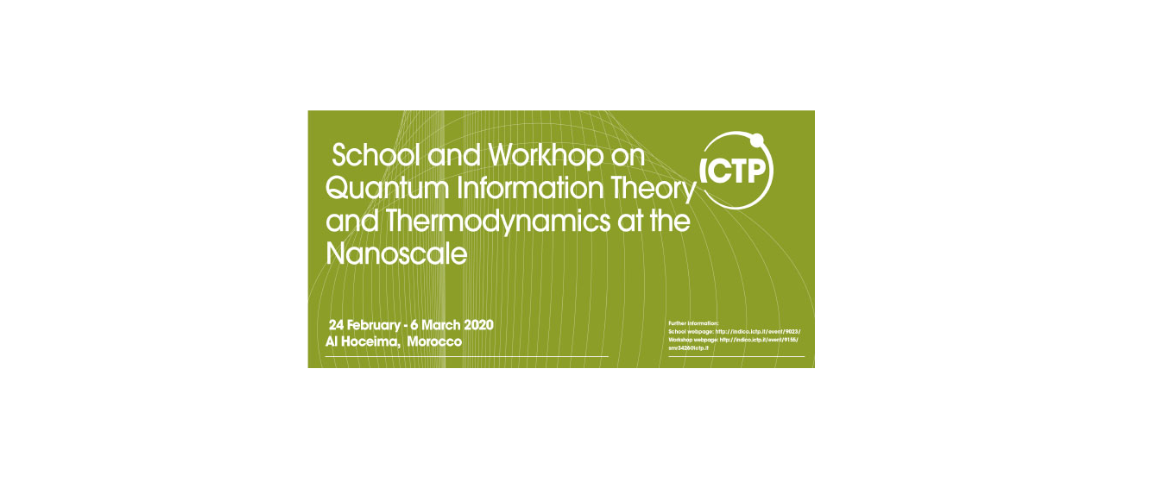 Appel à participation : Ecole et Atelier sur la théorie de l'information quantique et la thermodynamique à l'échelle nanométrique