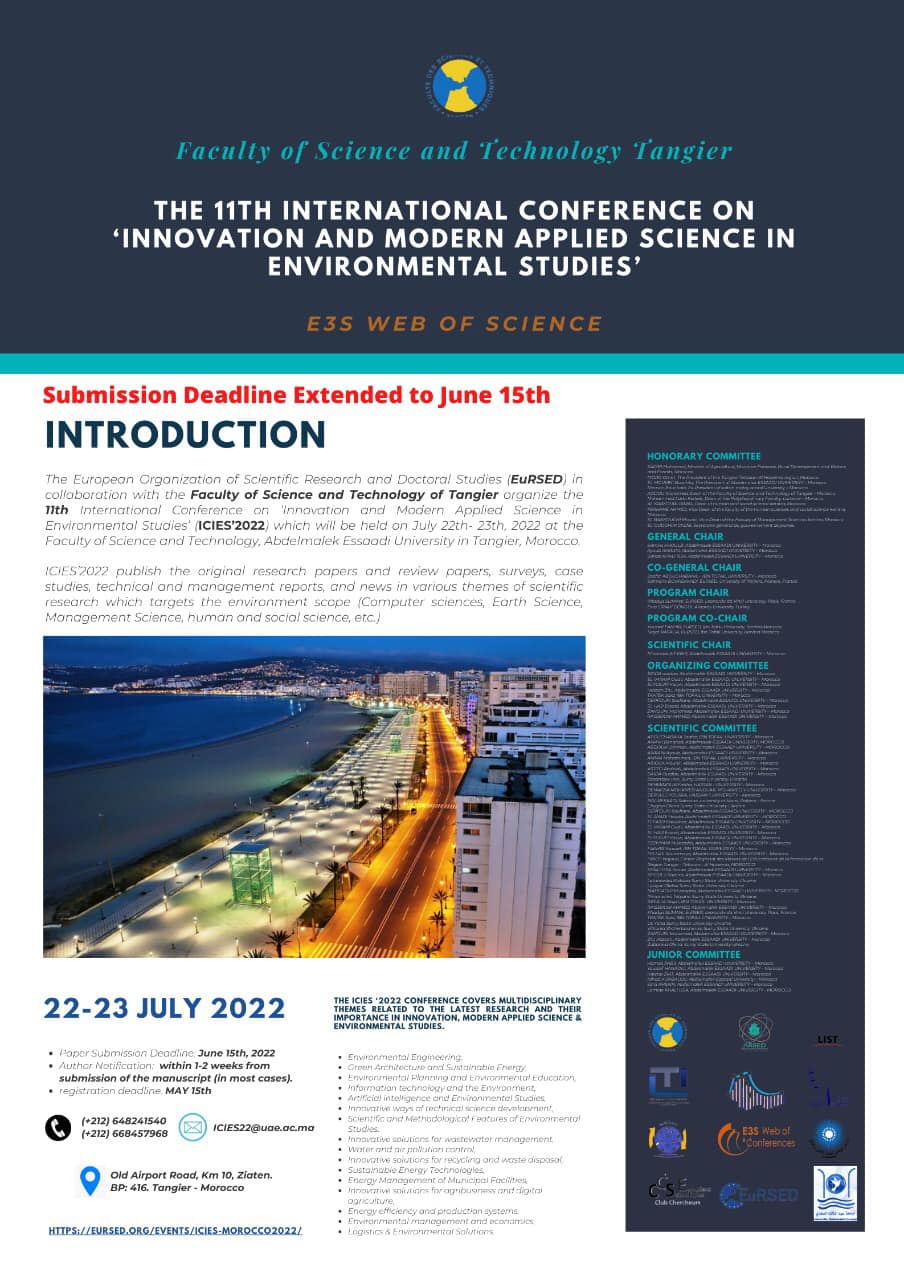 The 11th International Conference on Innovation and Modern Applied Science in Environmental Studies